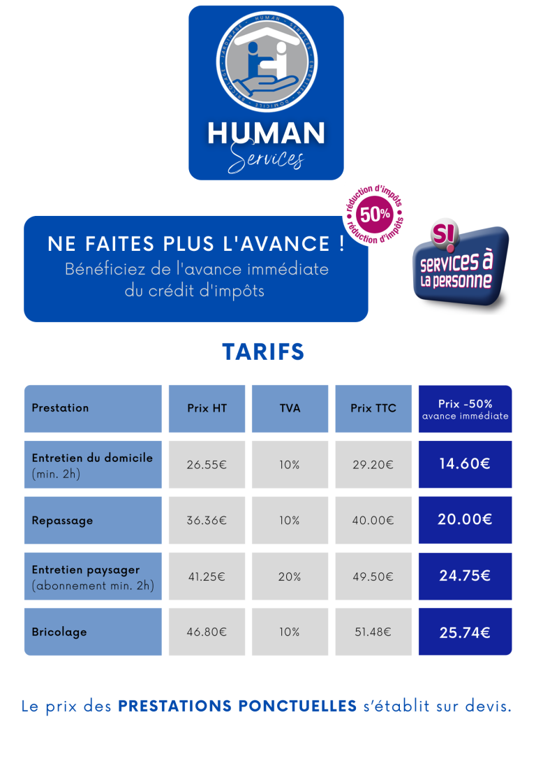 Tableau des Tarifs 2026